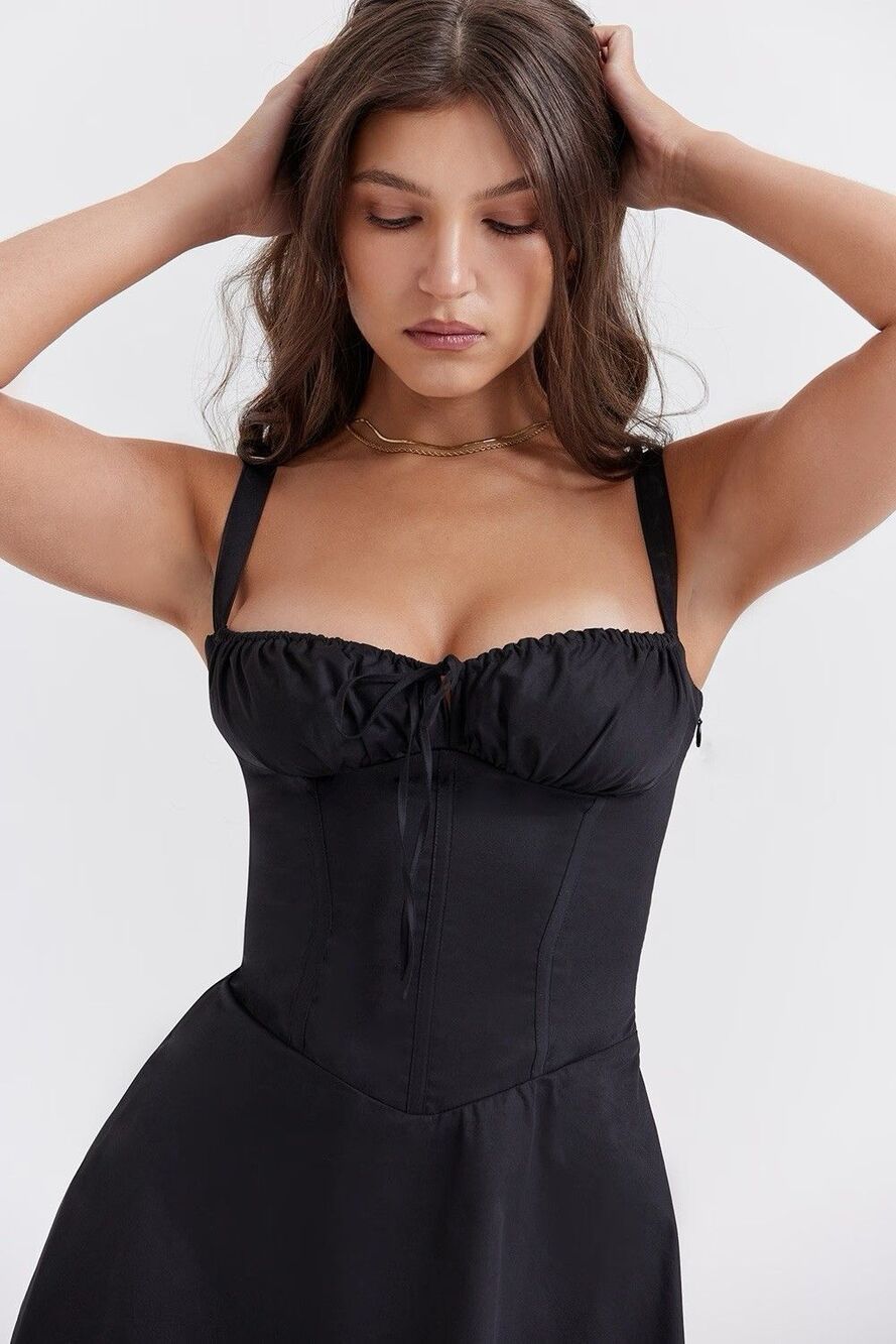 House of CB Carlotta Black Corset Mini Chic Dress Size XL (L+) Bigger Cup - Picture 3 of 11